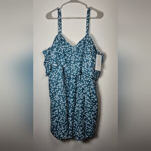 BloomChic Ditsy Floral Cold Shoulder Sculpt Waist Swim Dress